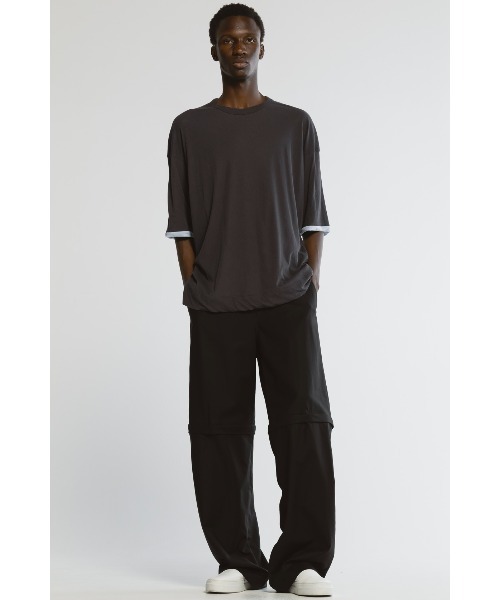 CINOH（チノ）の「SHEFダブルレイヤードTシャツ（Tシャツ/カットソー・メンズ・グレー/ホワイト・46）」の2枚目の写真