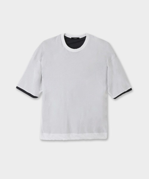 CINOH（チノ）の「SHEFダブルレイヤードTシャツ（Tシャツ/カットソー・メンズ・グレー/ホワイト・46）」の14枚目の写真