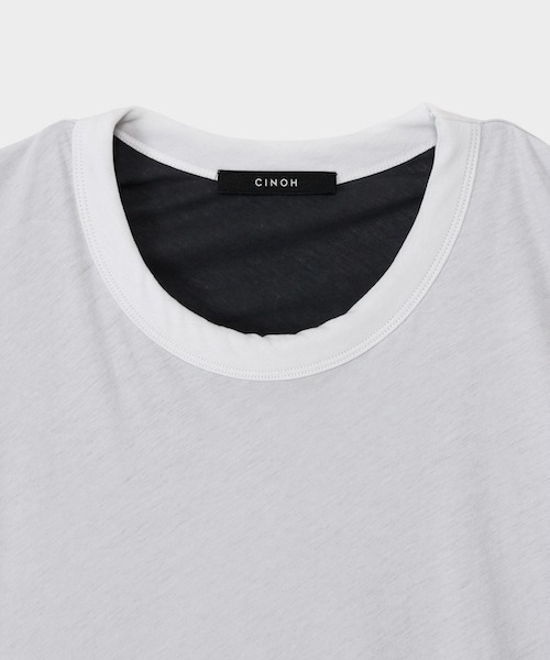 CINOH（チノ）の「SHEFダブルレイヤードTシャツ（Tシャツ/カットソー・メンズ・グレー/ホワイト・46）」の15枚目の写真