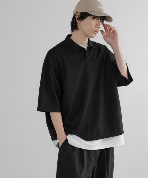 LOWRYS FARM(ローリーズファーム)の「【LFM(U)】somartiカノコポロSS 663682/接触冷感・UVカット・クイックドライ(Tシャツ/カットソー・メンズ・グリーン/ライトグレー/ブラック・MEDIUM/LARGE)」の14枚目の写真
