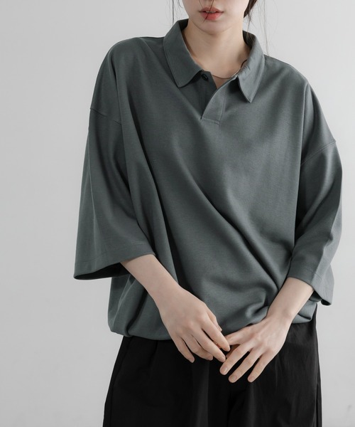 LOWRYS FARM(ローリーズファーム)の「【LFM(U)】somartiカノコポロSS 663682/接触冷感・UVカット・クイックドライ(Tシャツ/カットソー・メンズ・グリーン/ライトグレー/ブラック・MEDIUM/LARGE)」の10枚目の写真