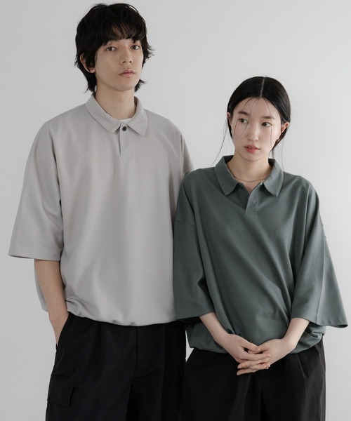 LOWRYS FARM(ローリーズファーム)の「【LFM(U)】somartiカノコポロSS 663682/接触冷感・UVカット・クイックドライ(Tシャツ/カットソー・メンズ・グリーン/ライトグレー/ブラック・MEDIUM/LARGE)」の5枚目の写真