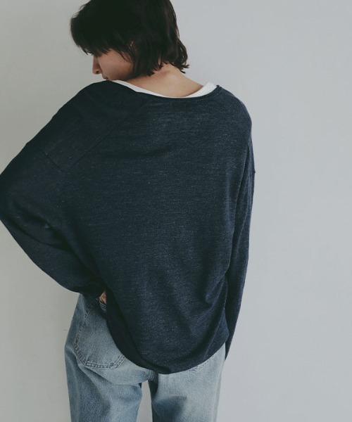 ETRE TOKYO(エトレトウキョウ)の「コットンリネンハイゲージネックニットプルオーバー(ニット/セーター・レディース・ライトグレー/ライトブルー/グレー/ネイビー・FREE)」の6枚目の写真
