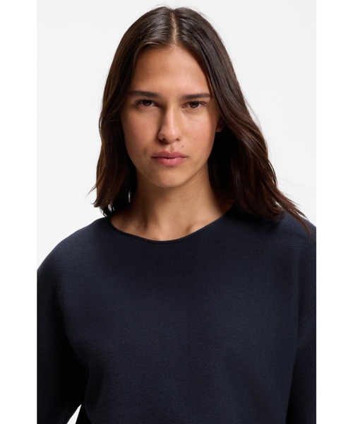 BOSS(ボス)の「リラックスフィット セーター コットン/バージンウール(Tシャツ/カットソー・レディース・ダークブルー・XS/S/L/M/XL)」の2枚目の写真