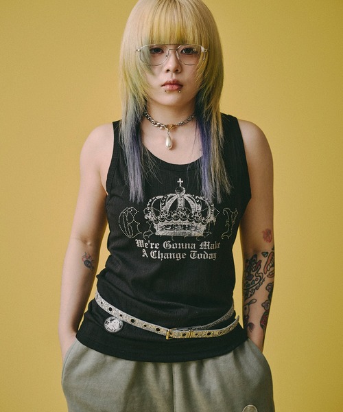 GALFY(ガルフィー)の「【GALFY/ガルフィー】爆上げ↑↑ ギラタンク(タンクトップ・メンズ・ブラック/ホワイト/グレー・M/L/XL)」の2枚目の写真