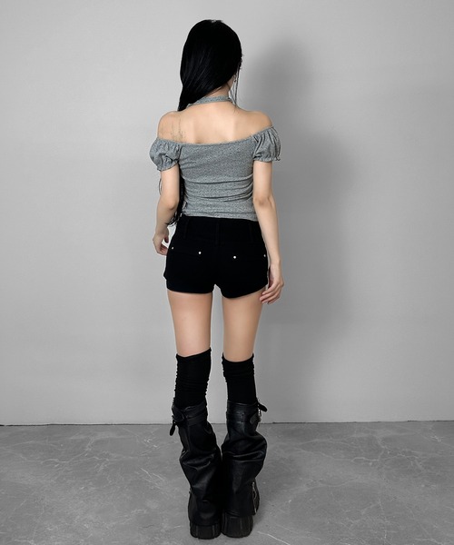 FOLLOWIN(フォロウィン)の「【オフショルでも着られる2WAY】 レースマフラー付きリボンドットTシャツ(Tシャツ/カットソー・レディース・ベージュ/グレー/チャコールグレー・FREE)」の15枚目の写真