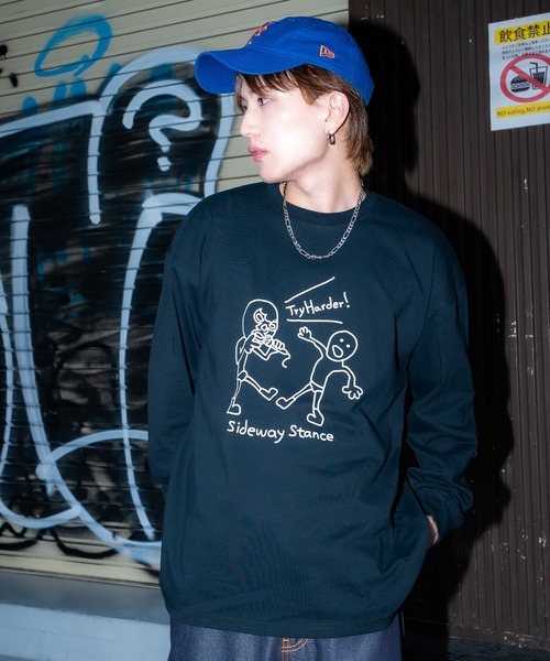 En serio TOKYO(エンソリオトーキョー)の「【SIDEWAYSTANCE】レスラーイラスト長袖Tシャツ 70581(Tシャツ/カットソー・メンズ・ホワイト/ブラック・SMALL/LARGE/MEDIUM/X-LARGE)」の9枚目の写真