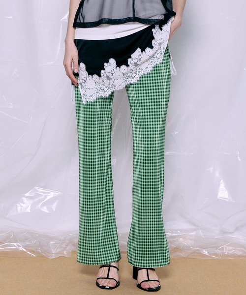 MAISON SPECIAL(メゾンスペシャル)の「Gingham Check Pleated Pants/ギンガムチェックプリーツパンツ(その他パンツ・レディース・グリーン/ブルー/ブラック・38/36)」の2枚目の写真