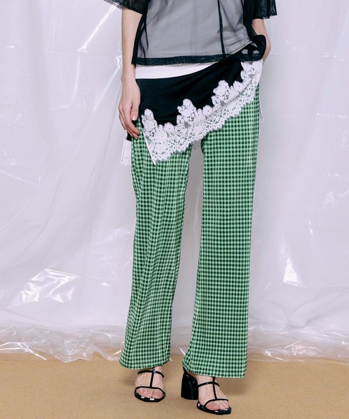 MAISON SPECIAL(メゾンスペシャル)の「Gingham Check Pleated Pants/ギンガムチェックプリーツパンツ(その他パンツ・レディース・グリーン/ブルー/ブラック・38/36)」の8枚目の写真
