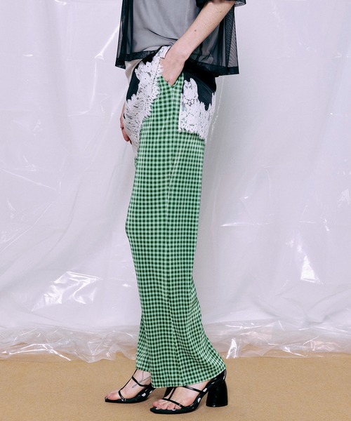 MAISON SPECIAL(メゾンスペシャル)の「Gingham Check Pleated Pants/ギンガムチェックプリーツパンツ(その他パンツ・レディース・グリーン/ブルー/ブラック・38/36)」の9枚目の写真