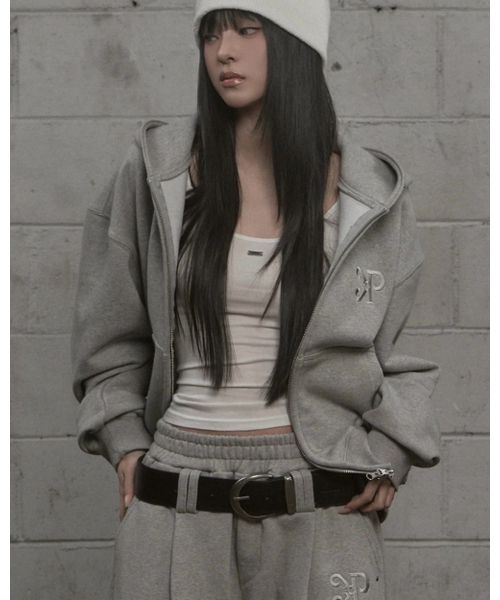 Steel Stud Hood Zip-Up (gray)