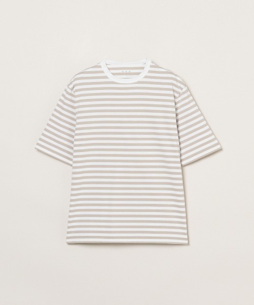 three dots(スリードッツ)の「Men's Powderycotton border s/s T(Tシャツ/カットソー・メンズ・ブラック×ホワイト/ベージュ系その他・MEDIUM/SMALL/LARGE)」の2枚目の写真