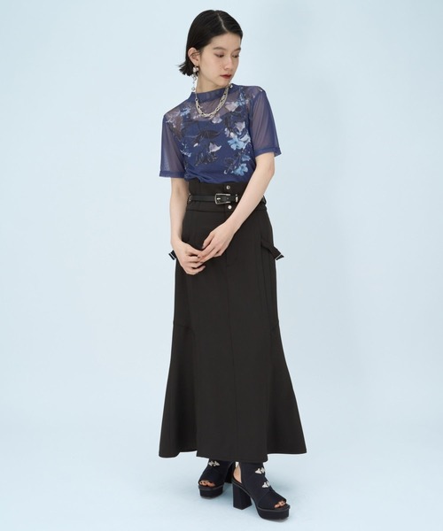HARE（ハレ）の「2WAYフラワーガラシアートップス(HARE)（Tシャツ/カットソー・レディース・ネイビー/ブラック/グレー/パープル・FREE）」の8枚目の写真