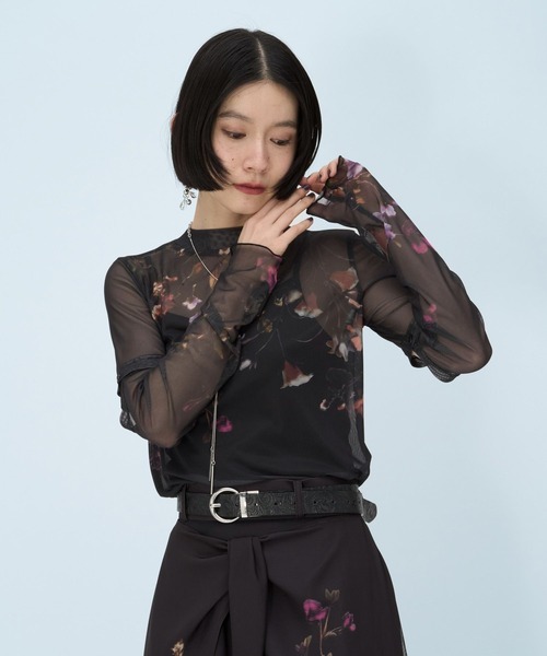 HARE（ハレ）の「2WAYフラワーガラシアートップス(HARE)（Tシャツ/カットソー・レディース・ネイビー/ブラック/グレー/パープル・FREE）」の9枚目の写真