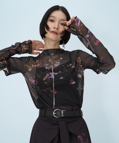 HARE（ハレ）の「2WAYフラワーガラシアートップス(HARE)（Tシャツ/カットソー・レディース・ネイビー/ブラック/グレー/パープル・FREE）」の11枚目の写真