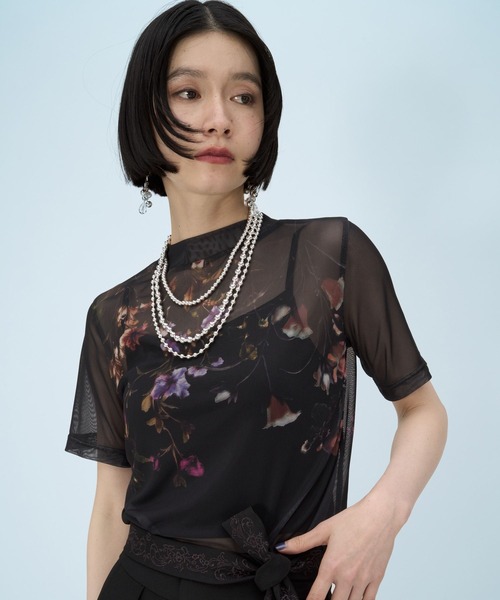 HARE（ハレ）の「2WAYフラワーガラシアートップス(HARE)（Tシャツ/カットソー・レディース・ネイビー/ブラック/グレー/パープル・FREE）」の13枚目の写真