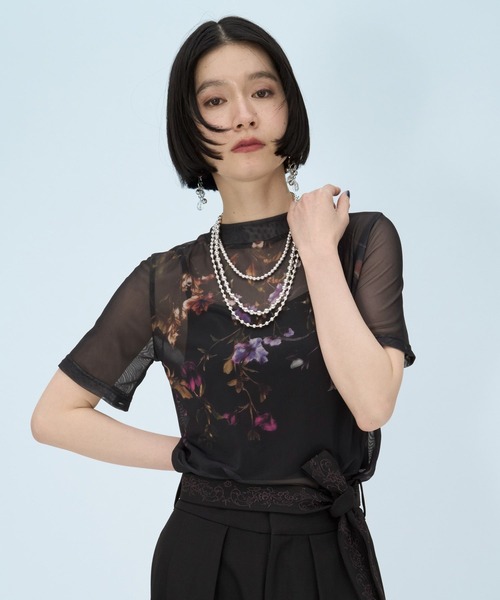 HARE（ハレ）の「2WAYフラワーガラシアートップス(HARE)（Tシャツ/カットソー・レディース・ネイビー/ブラック/グレー/パープル・FREE）」の14枚目の写真