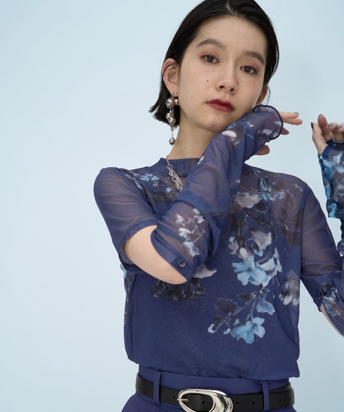 HARE（ハレ）の「2WAYフラワーガラシアートップス(HARE)（Tシャツ/カットソー・レディース・ネイビー/ブラック/グレー/パープル・FREE）」の16枚目の写真
