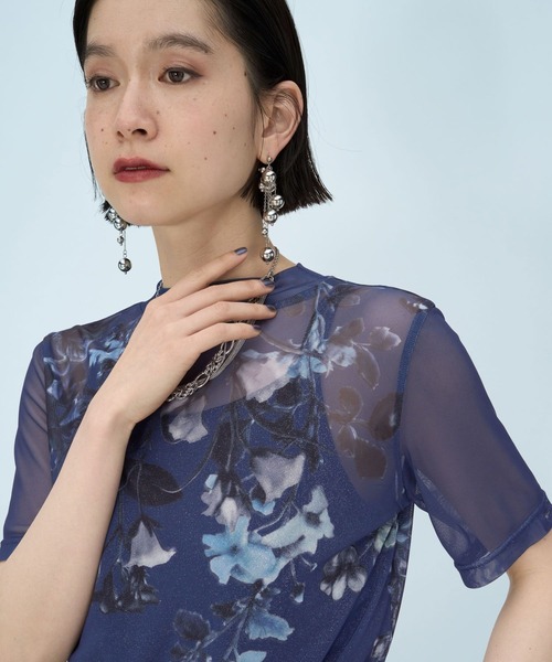 HARE（ハレ）の「2WAYフラワーガラシアートップス(HARE)（Tシャツ/カットソー・レディース・ネイビー/ブラック/グレー/パープル・FREE）」の19枚目の写真
