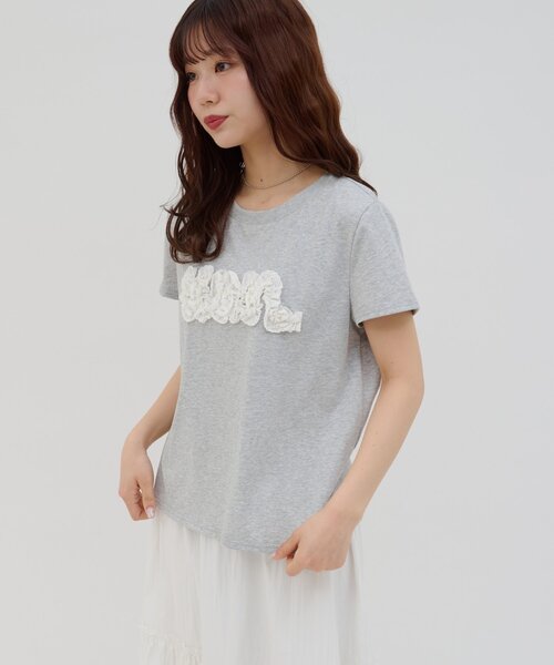 DISCOAT(ディスコート)の「【umm.】レースロゴ半袖Tシャツ(Tシャツ/カットソー・レディース・ライトグレー/ネイビー/サックスブルー・FREE)」の10枚目の写真