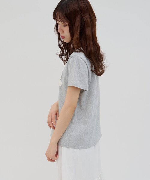 DISCOAT(ディスコート)の「【umm.】レースロゴ半袖Tシャツ(Tシャツ/カットソー・レディース・ライトグレー/ネイビー/サックスブルー・FREE)」の11枚目の写真