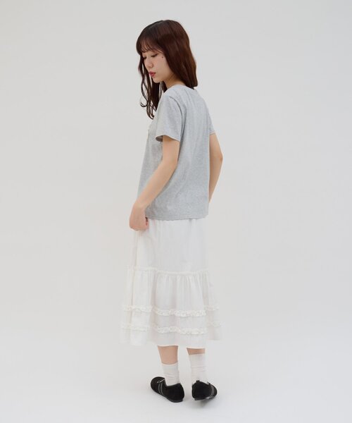 DISCOAT(ディスコート)の「【umm.】レースロゴ半袖Tシャツ(Tシャツ/カットソー・レディース・ライトグレー/ネイビー/サックスブルー・FREE)」の13枚目の写真