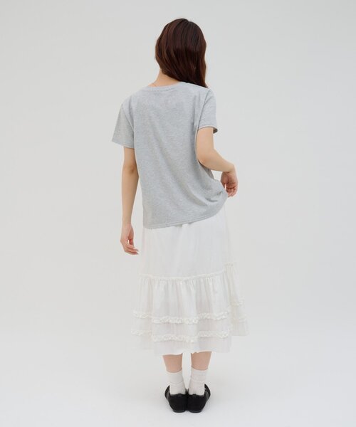 DISCOAT(ディスコート)の「【umm.】レースロゴ半袖Tシャツ(Tシャツ/カットソー・レディース・ライトグレー/ネイビー/サックスブルー・FREE)」の14枚目の写真