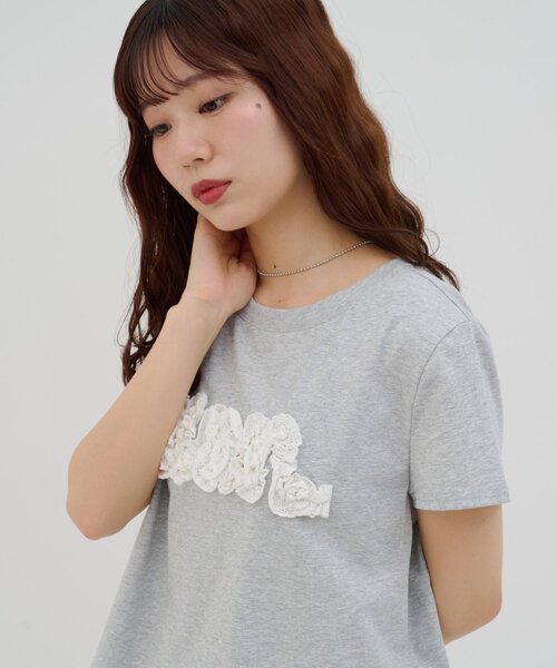DISCOAT(ディスコート)の「【umm.】レースロゴ半袖Tシャツ(Tシャツ/カットソー・レディース・ライトグレー/ネイビー/サックスブルー・FREE)」の15枚目の写真