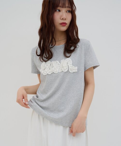 DISCOAT(ディスコート)の「【umm.】レースロゴ半袖Tシャツ(Tシャツ/カットソー・レディース・ライトグレー/ネイビー/サックスブルー・FREE)」の16枚目の写真