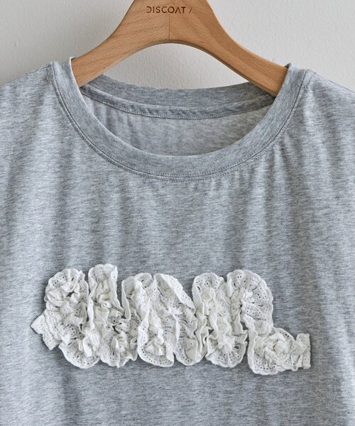 DISCOAT(ディスコート)の「【umm.】レースロゴ半袖Tシャツ(Tシャツ/カットソー・レディース・ライトグレー/ネイビー/サックスブルー・FREE)」の17枚目の写真