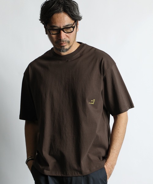 The DUFFER of ST.GEORGE(ザダファーオブセントジョージ)の「8oz HEAVY WEIGHT COTTON ELBOW LENGTH TEE:セットアップ対応 ヘビーウェイト 5分袖TEE / エルボーレングス / 8オンス / 厚手Tシャツ / ルーズフィット(Tシャツ/カットソー・メンズ・オフホワイト/ブラウン/ブルーグレー/スミクロ/ベージュ/ネイビー・MEDIUM/SMALL/XX-LARGE/X-LARGE/LARGE)」の1枚目の写真