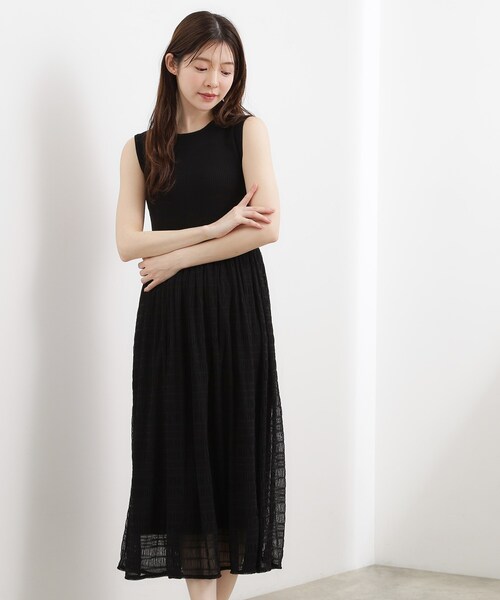 grove(グローブ)の「【貴島明日香さん着用】リブニット×チュール ドッキングワンピース(ワンピース・レディース・スモーキーグリーン系/ブラウン系その他/ブラック・02/01/03)」の6枚目の写真