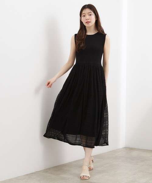 grove(グローブ)の「【貴島明日香さん着用】リブニット×チュール ドッキングワンピース(ワンピース・レディース・スモーキーグリーン系/ブラウン系その他/ブラック・02/01/03)」の7枚目の写真