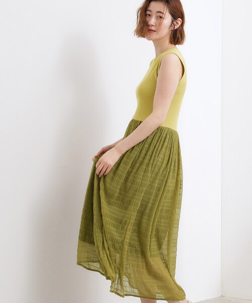 grove(グローブ)の「【貴島明日香さん着用】リブニット×チュール ドッキングワンピース(ワンピース・レディース・スモーキーグリーン系/ブラウン系その他/ブラック・02/01/03)」の9枚目の写真