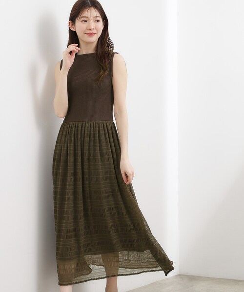 grove(グローブ)の「【貴島明日香さん着用】リブニット×チュール ドッキングワンピース(ワンピース・レディース・スモーキーグリーン系/ブラウン系その他/ブラック・02/01/03)」の15枚目の写真