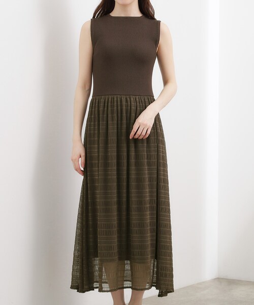 grove(グローブ)の「【貴島明日香さん着用】リブニット×チュール ドッキングワンピース(ワンピース・レディース・スモーキーグリーン系/ブラウン系その他/ブラック・02/01/03)」の18枚目の写真