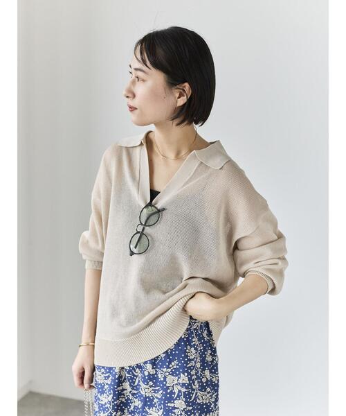 Te chichi(テチチ)の「メッシュスキッパーポロニット(ニット/セーター・レディース・レッド/ブラック/ベージュ・F)」の8枚目の写真