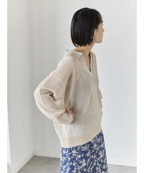 Te chichi(テチチ)の「メッシュスキッパーポロニット(ニット/セーター・レディース・レッド/ブラック/ベージュ・F)」の12枚目の写真