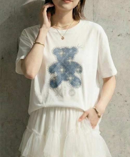 deux amour（ドゥーザムール）の「クマキラキラTシャツ（Tシャツ/カットソー・レディース・ホワイト/ブラック・FREE）」の3枚目の写真