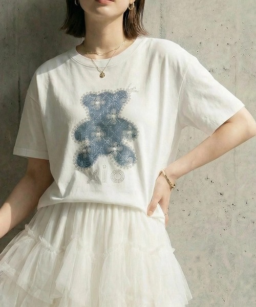 deux amour（ドゥーザムール）の「クマキラキラTシャツ（Tシャツ/カットソー・レディース・ホワイト/ブラック・FREE）」の4枚目の写真
