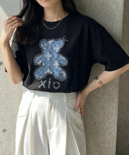 deux amour（ドゥーザムール）の「クマキラキラTシャツ（Tシャツ/カットソー・レディース・ホワイト/ブラック・FREE）」の6枚目の写真