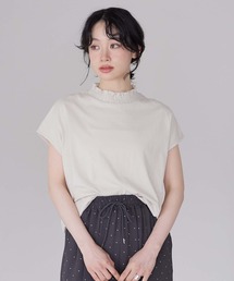 【接触冷感】衿シャーリングフレンチTシャツ