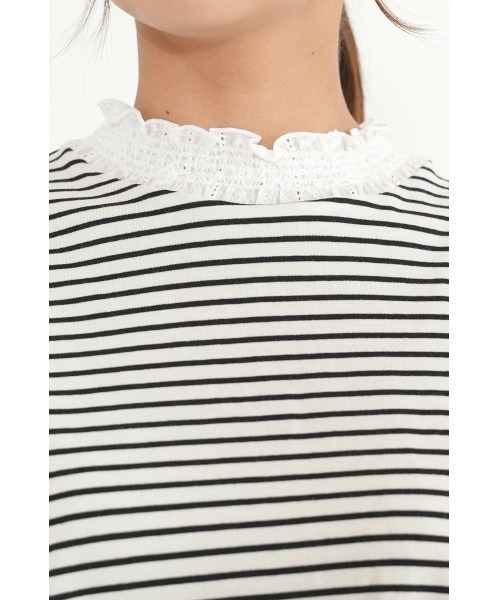 HEART MARKET（ハートマーケット）の「【接触冷感】衿シャーリングフレンチTシャツ（Tシャツ/カットソー・レディース・ブラック系2/ナチュラル/ブラック/ブラック系1/ホワイト/ホワイト系・FREE）」の12枚目の写真