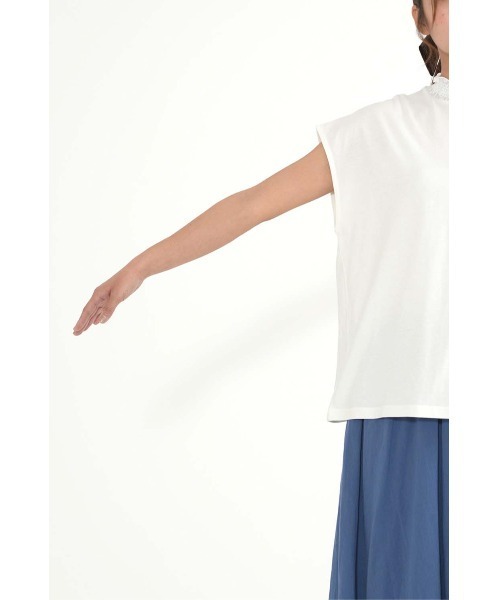 HEART MARKET（ハートマーケット）の「【接触冷感】衿シャーリングフレンチTシャツ（Tシャツ/カットソー・レディース・ブラック系2/ナチュラル/ブラック/ブラック系1/ホワイト/ホワイト系・FREE）」の16枚目の写真