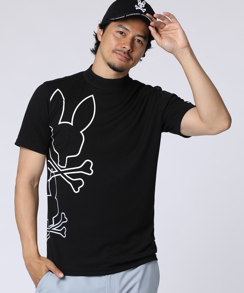 Psycho Bunny（サイコバニー）の「[GOLF]アウトライン2BUNNY ドライメッシュモックネックTシャツ（Tシャツ/カットソー・メンズ・ホワイト/ブラック/ブルー・MEDIUM/LARGE/X-LARGE）」の2枚目の写真