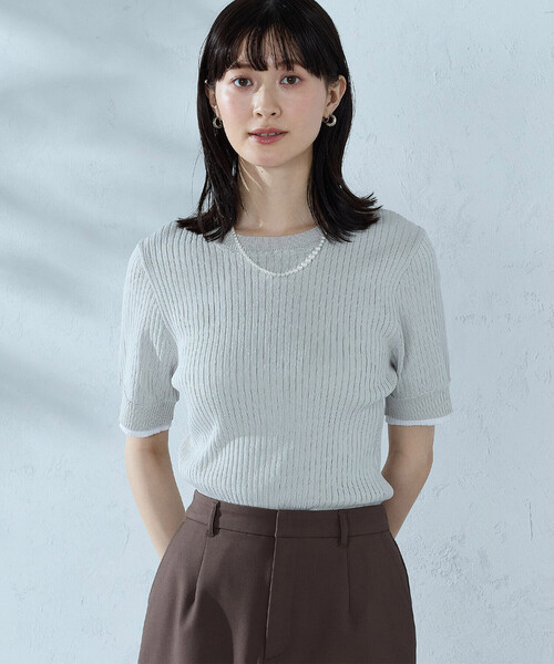 COMME CA ISM（コムサイズム）の「レイヤードデザイン リブニット（ニット/セーター・レディース・ブラック/グレー/グリーン・LARGE/MEDIUM）」の3枚目の写真