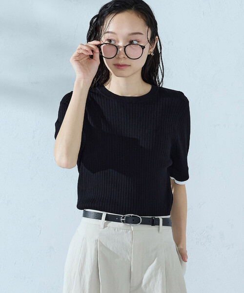 COMME CA ISM（コムサイズム）の「レイヤードデザイン リブニット（ニット/セーター・レディース・ブラック/グレー/グリーン・LARGE/MEDIUM）」の8枚目の写真