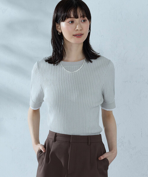 COMME CA ISM（コムサイズム）の「レイヤードデザイン リブニット（ニット/セーター・レディース・ブラック/グレー/グリーン・LARGE/MEDIUM）」の11枚目の写真