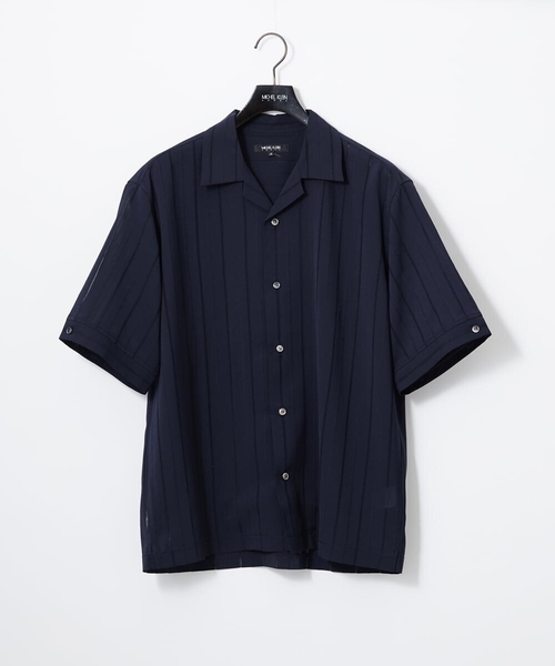 MICHEL KLEIN HOMME (ミッシェルクランオム)の「ストライプリラックス半袖シャツ(シャツ/ブラウス・メンズ・ライトブルー/ネイビー・MEDIUM/X-LARGE/LARGE)」の2枚目の写真