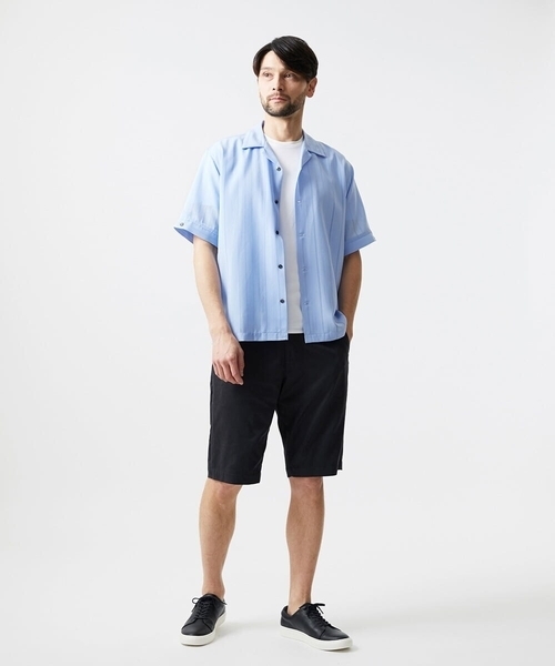 MICHEL KLEIN HOMME (ミッシェルクランオム)の「ストライプリラックス半袖シャツ(シャツ/ブラウス・メンズ・ライトブルー/ネイビー・MEDIUM/X-LARGE/LARGE)」の4枚目の写真